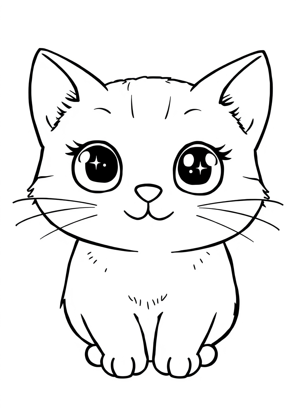 Ausmalbild: Kawaii Katze