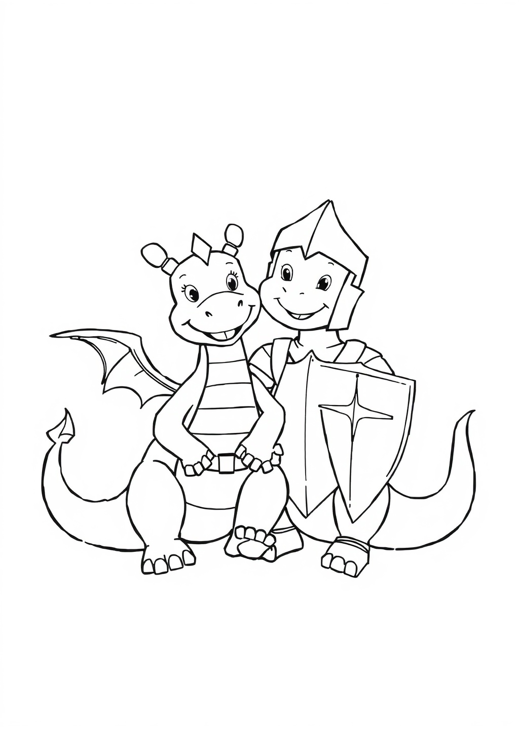 Ausmalbild: Drache mit Ritter