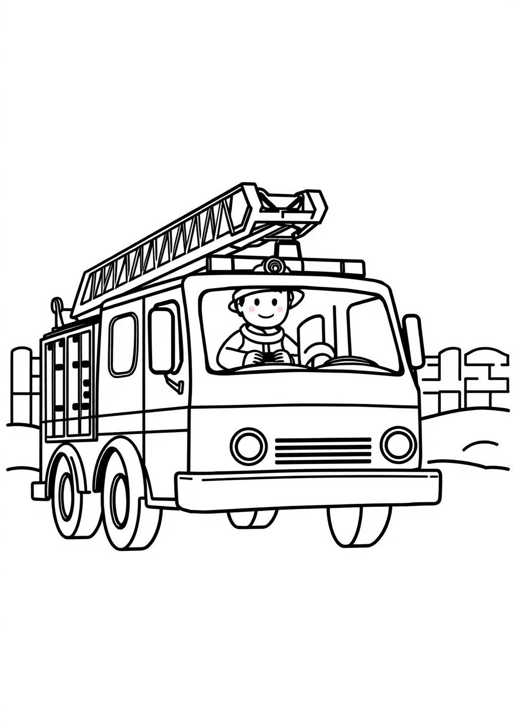 Ausmalbild: Feuerwehrauto