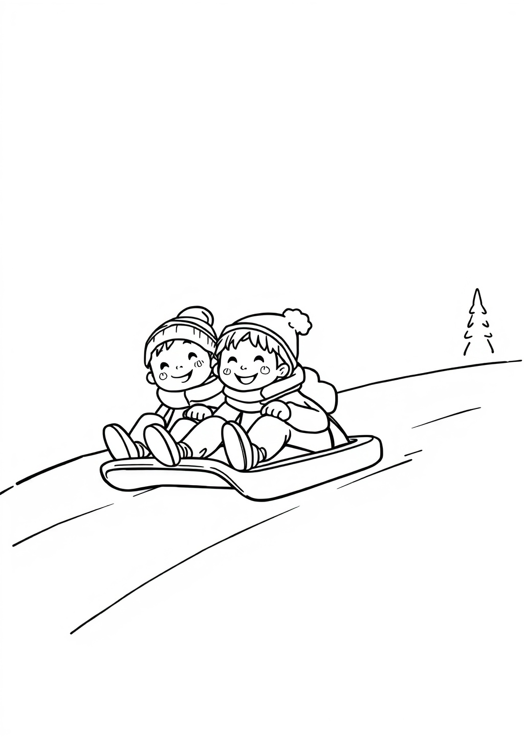 Ausmalbild: Schlittenfahrt