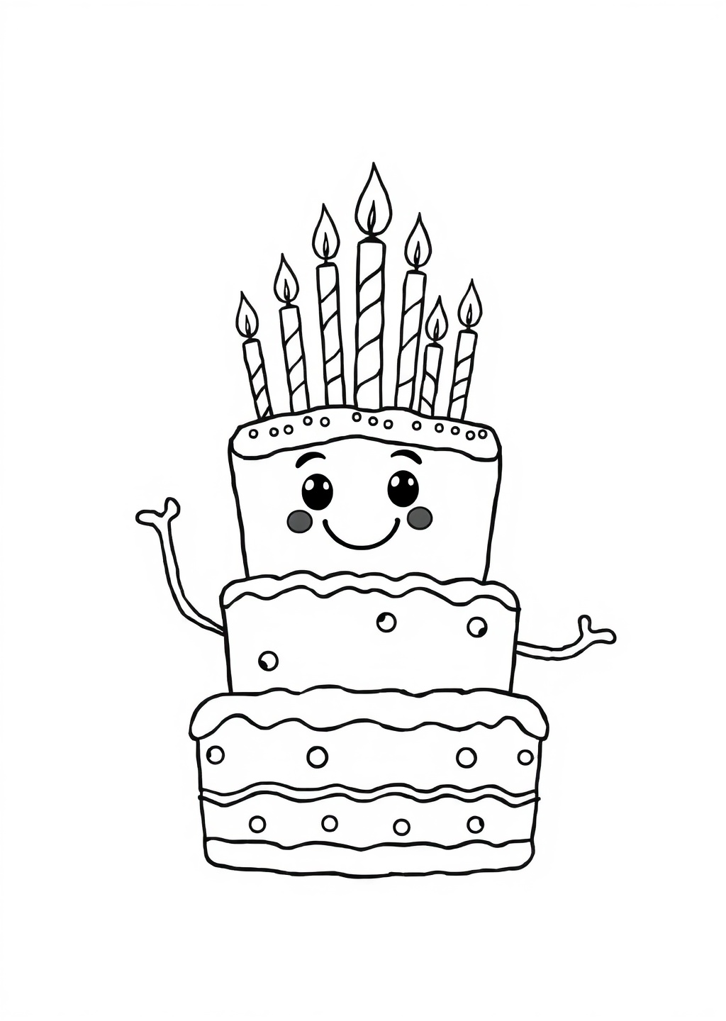 Ausmalbild: Geburtstagskuchen