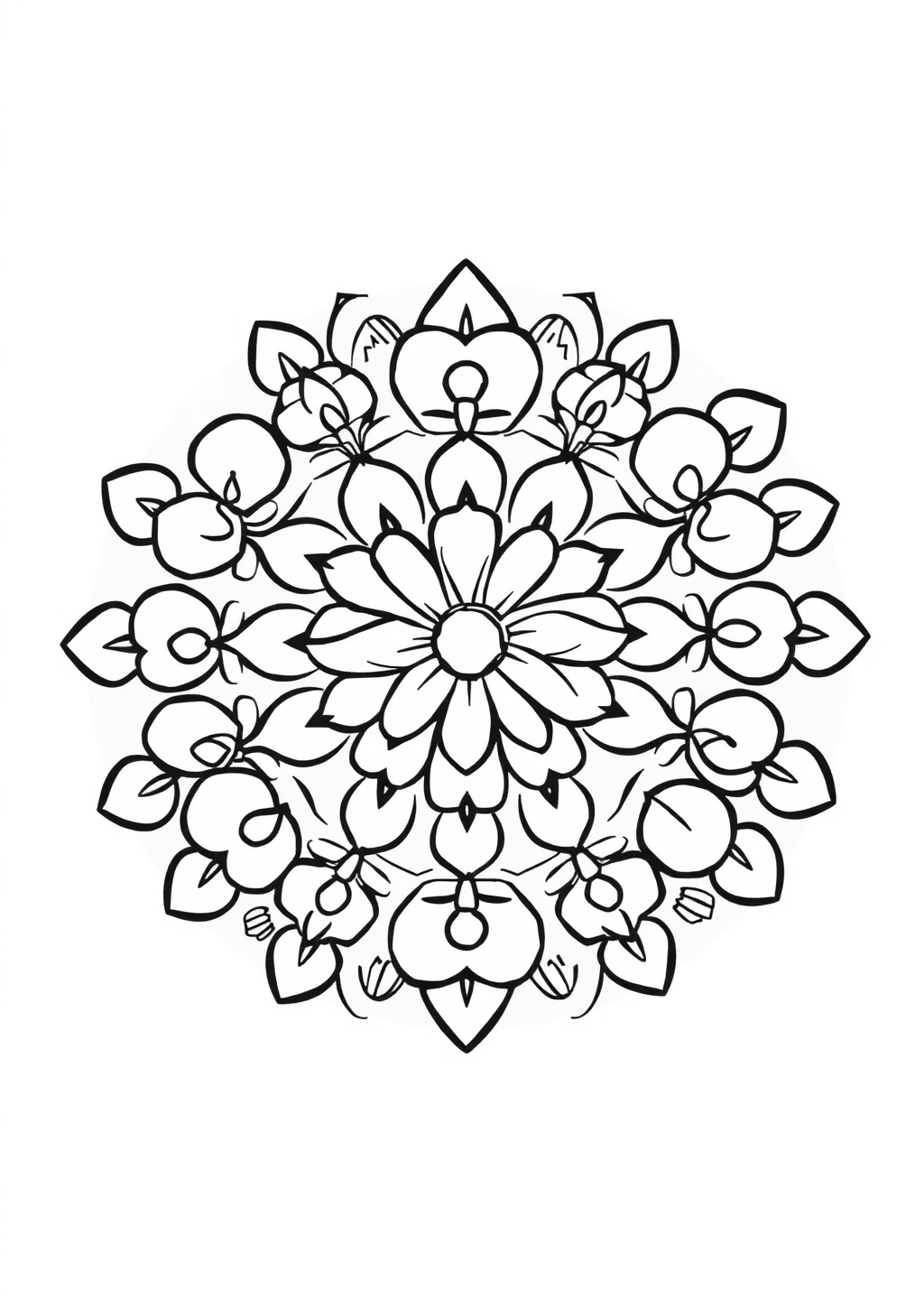 Ausmalbild: Blumen-Mandala