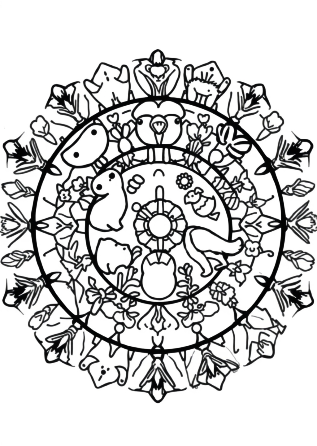 Ausmalbild: Tier-Mandala