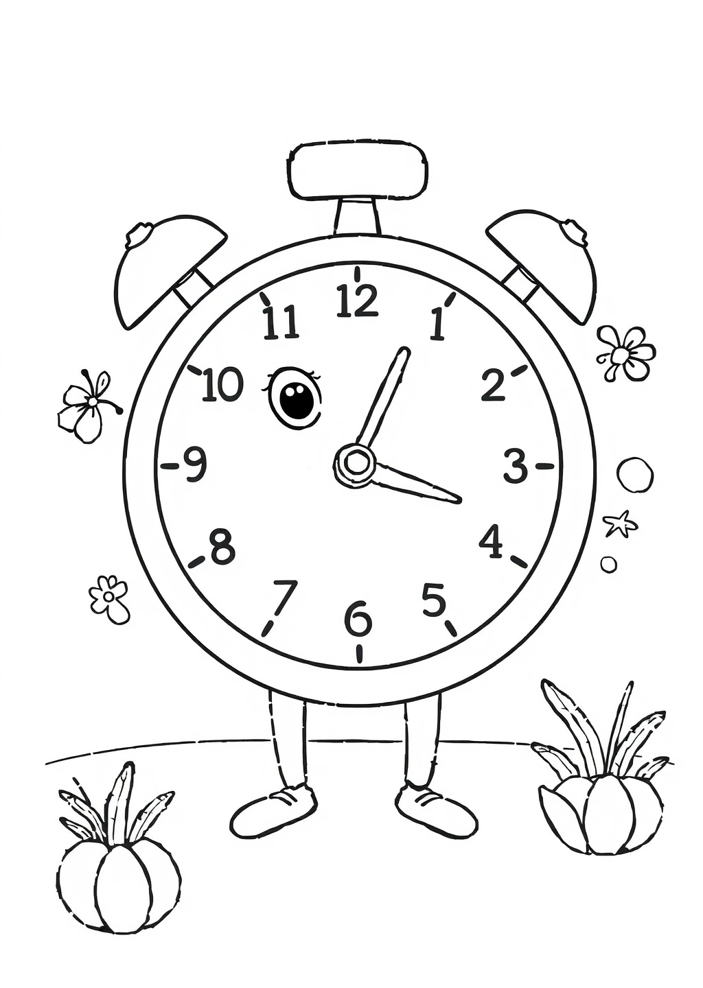 Ausmalbild: Uhr lesen