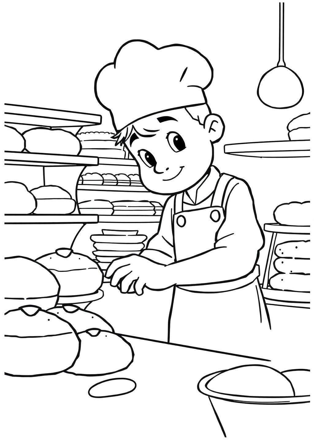 Ausmalbild: Bäckerin