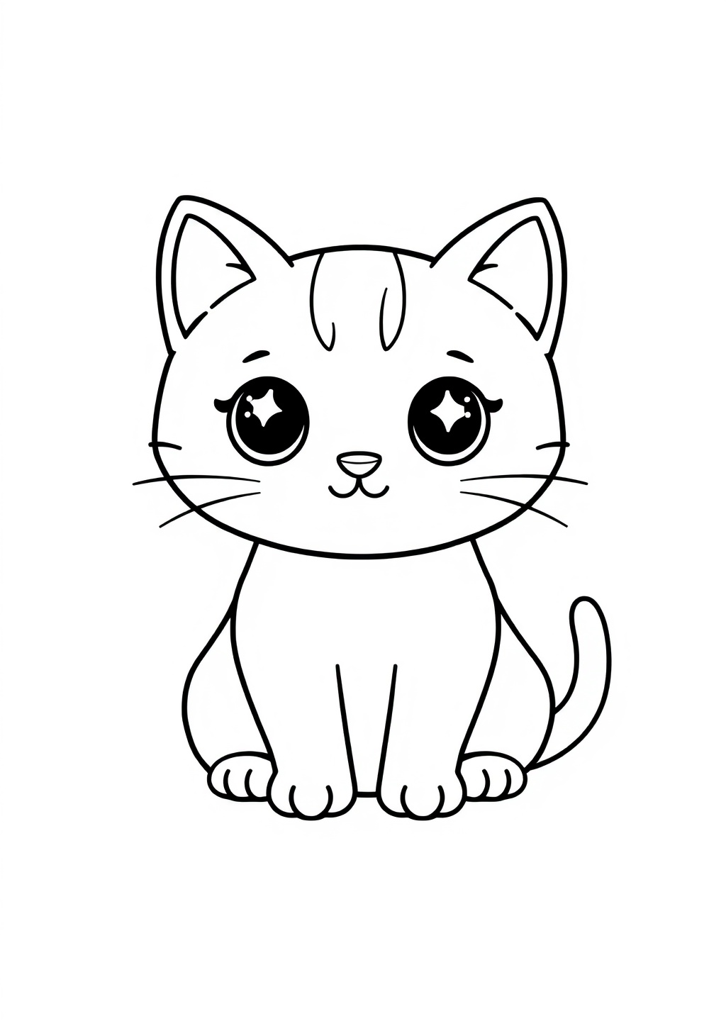 Ausmalbild: Kawaii Katze