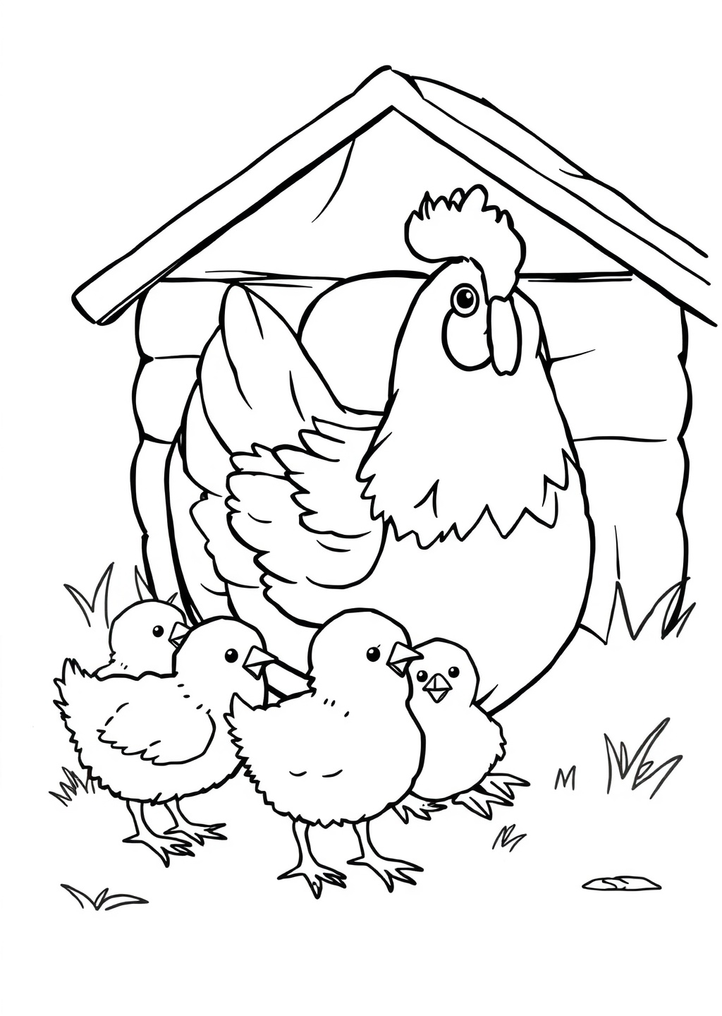 Ausmalbild: Hühner
