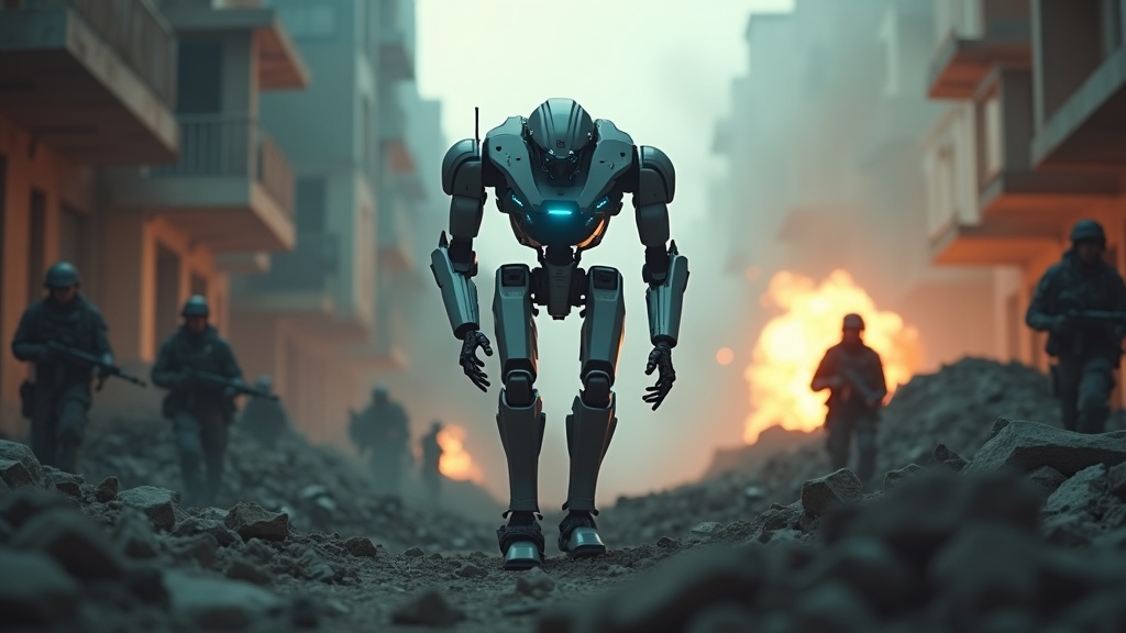 Phantom MK-1 robot humanoide combate en terreno de pruebas militar