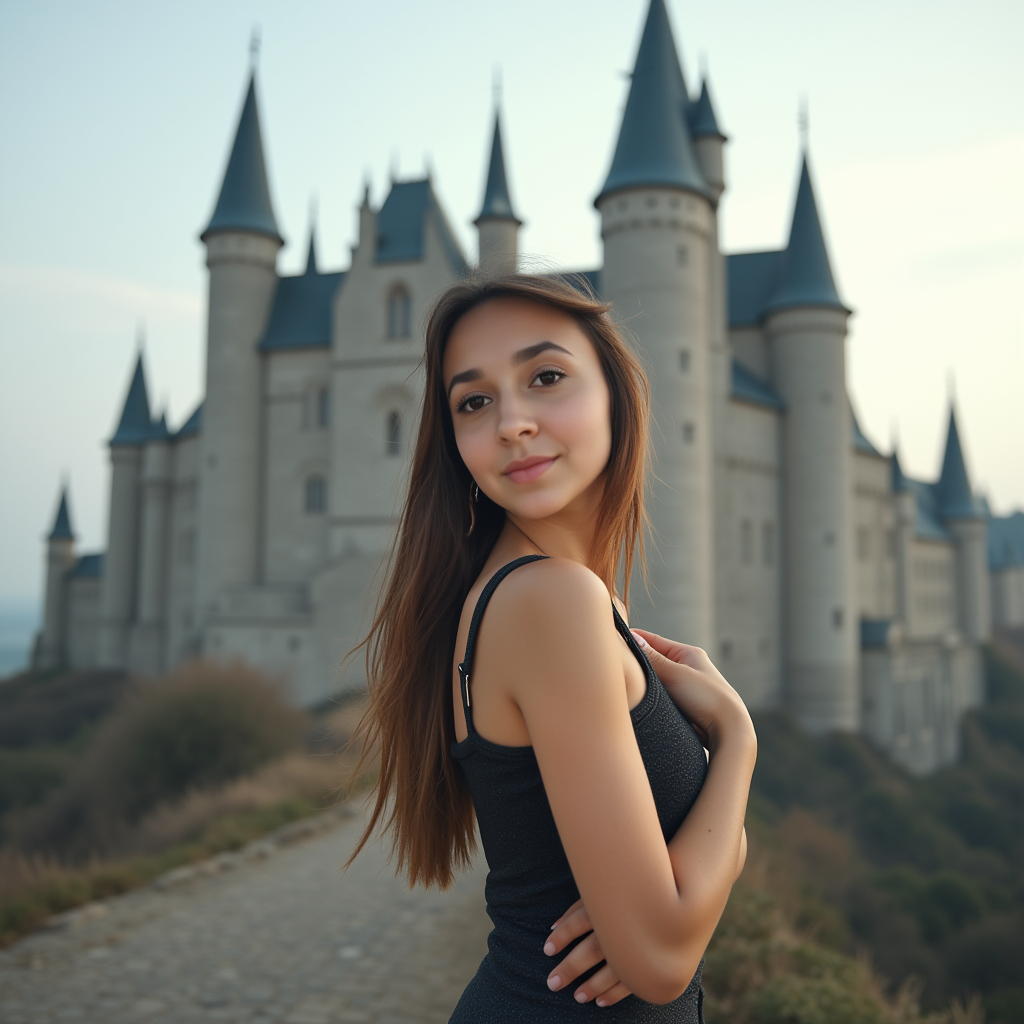a-woman-stands-at-a-castle-and-looks-over-her-vbvm2lj6bf