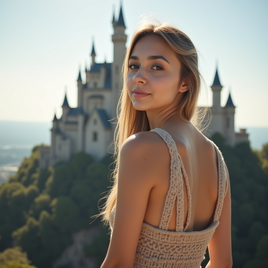 a-beautiful-woman-stands-at-a-castle-and-looks-4zrtpovdob