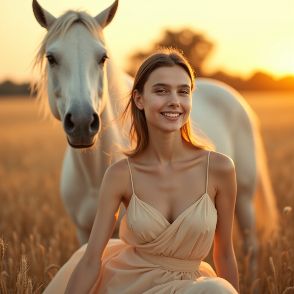 a-woman-sitting-gracefully-next-to-a-white-horse-r33gkjqp0v