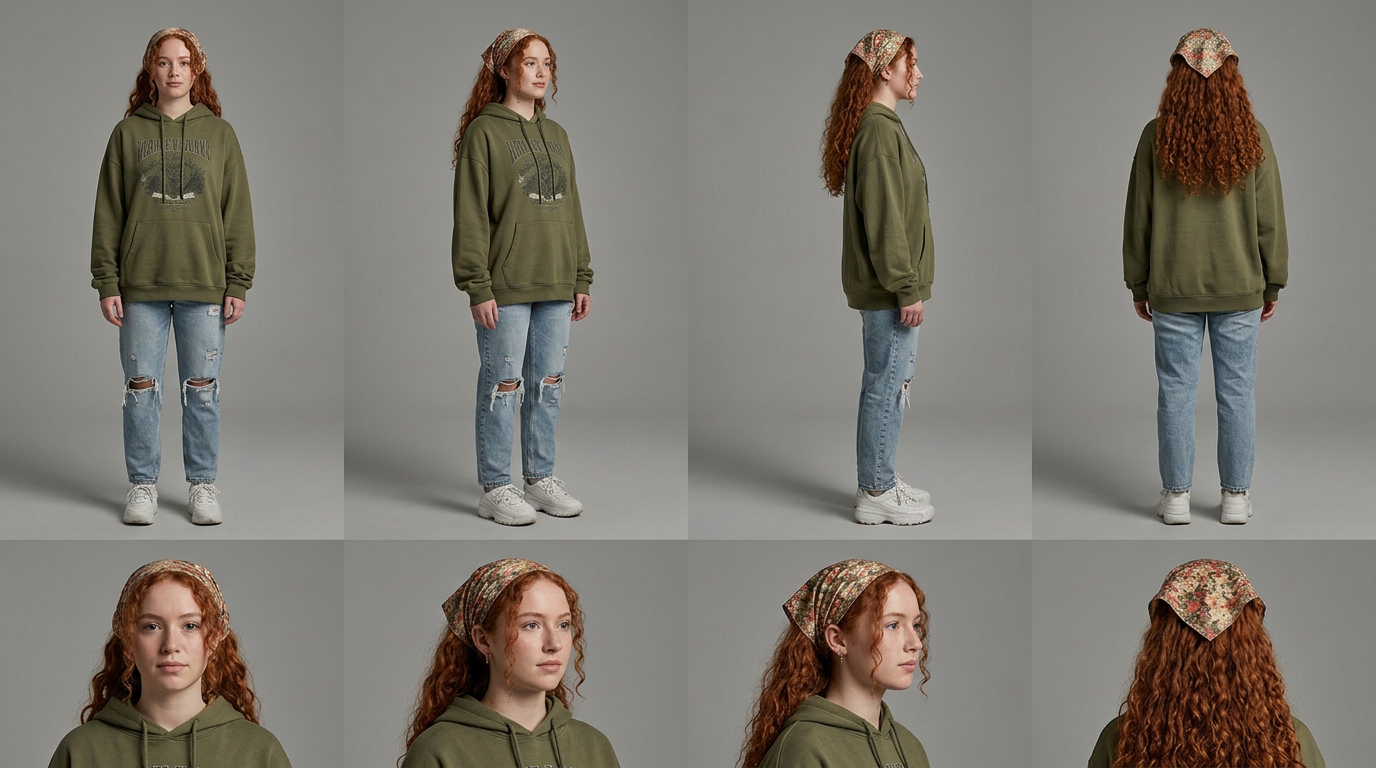 Ficha de personaje de 8 paneles generada desde Character Builder.