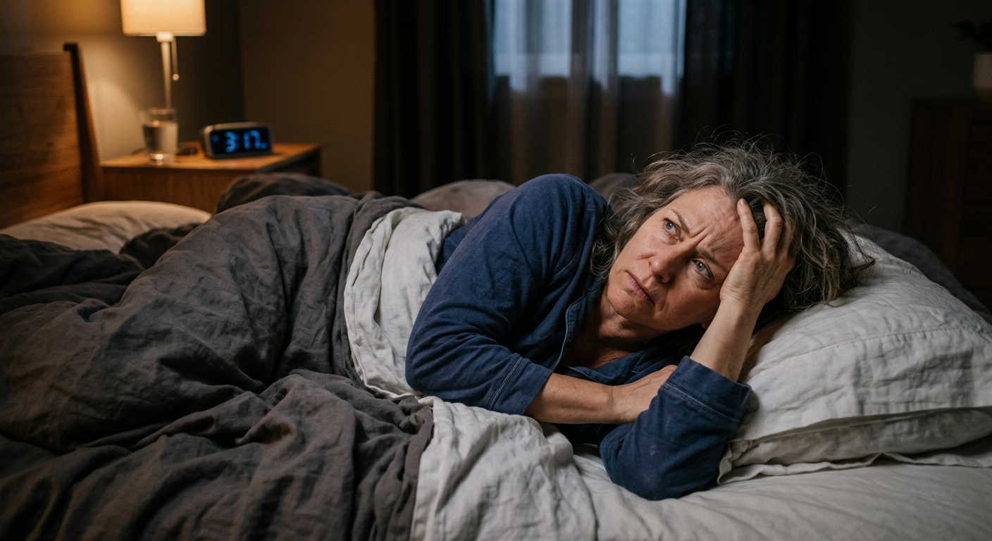 Person tossing and turning in bed due to pressure points
