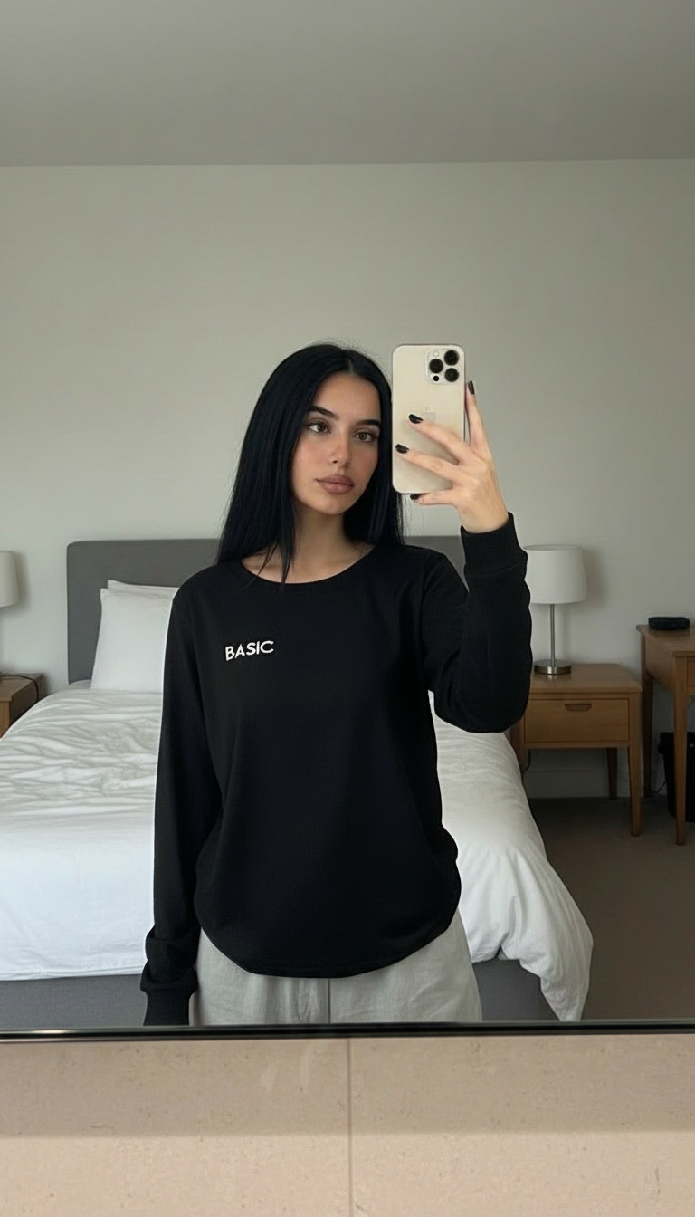 AI-enhanced long sleeve top photo for Vinted listing