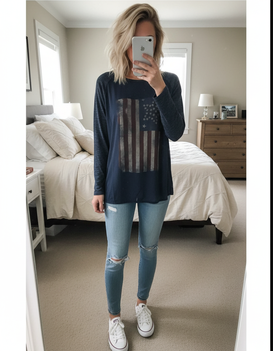 AI-enhanced long sleeve t-shirt photo for Vinted listing