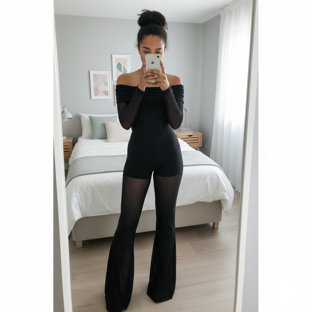 AI-enhanced jumpsuit photo for Vinted listing