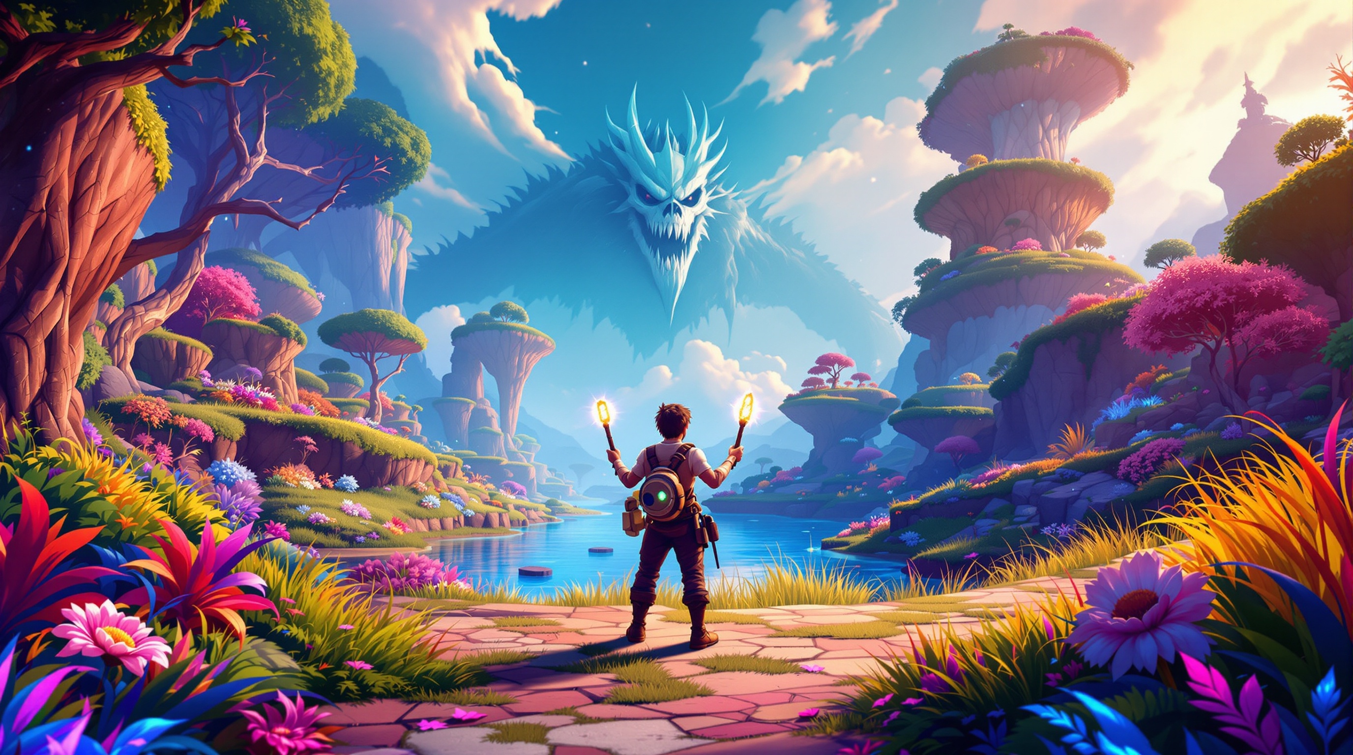 Escenario vibrante y lleno de color en La aventura VR Endless Wonder