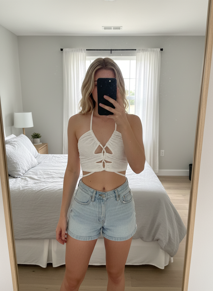 AI-enhanced crop top photo for Vinted listing