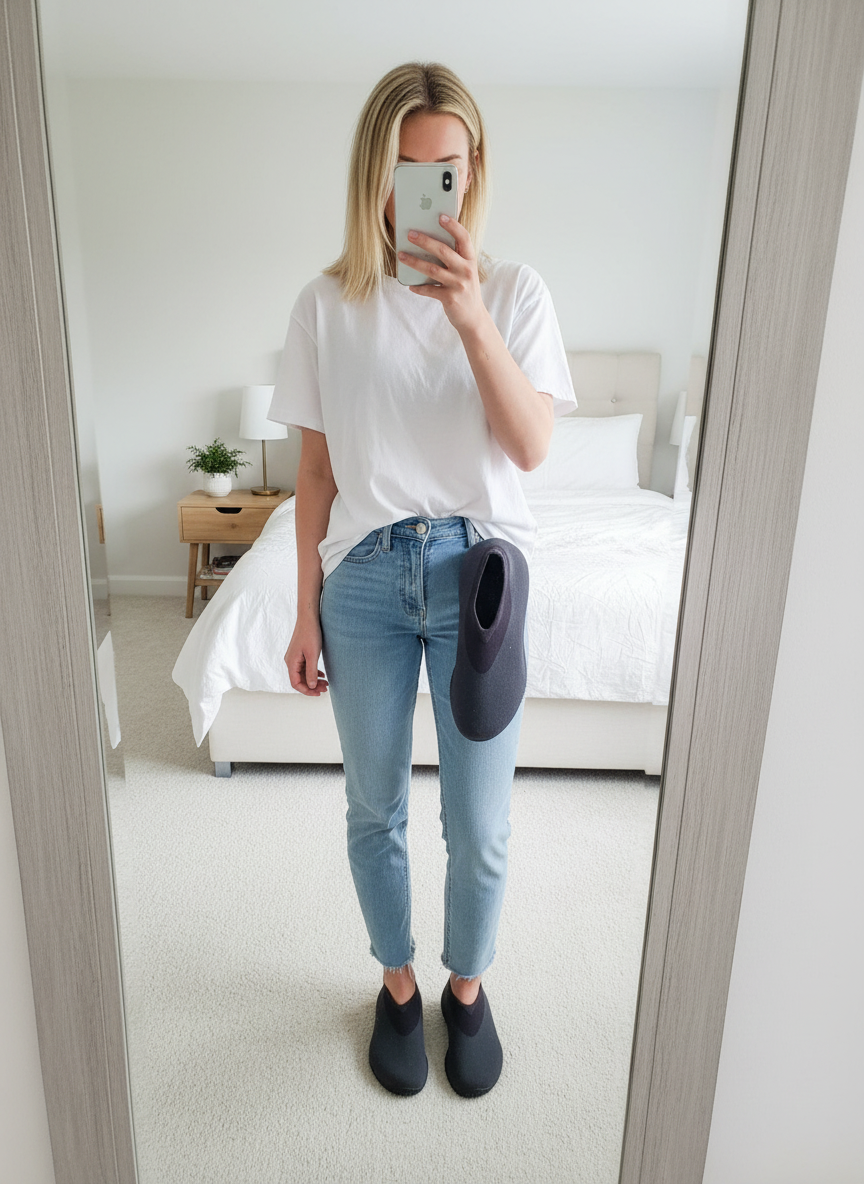 AI-enhanced slip-on shoes photo for Vinted listing