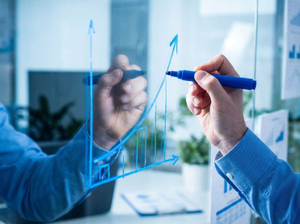 Diagramme de croissance sur un tableau en verre