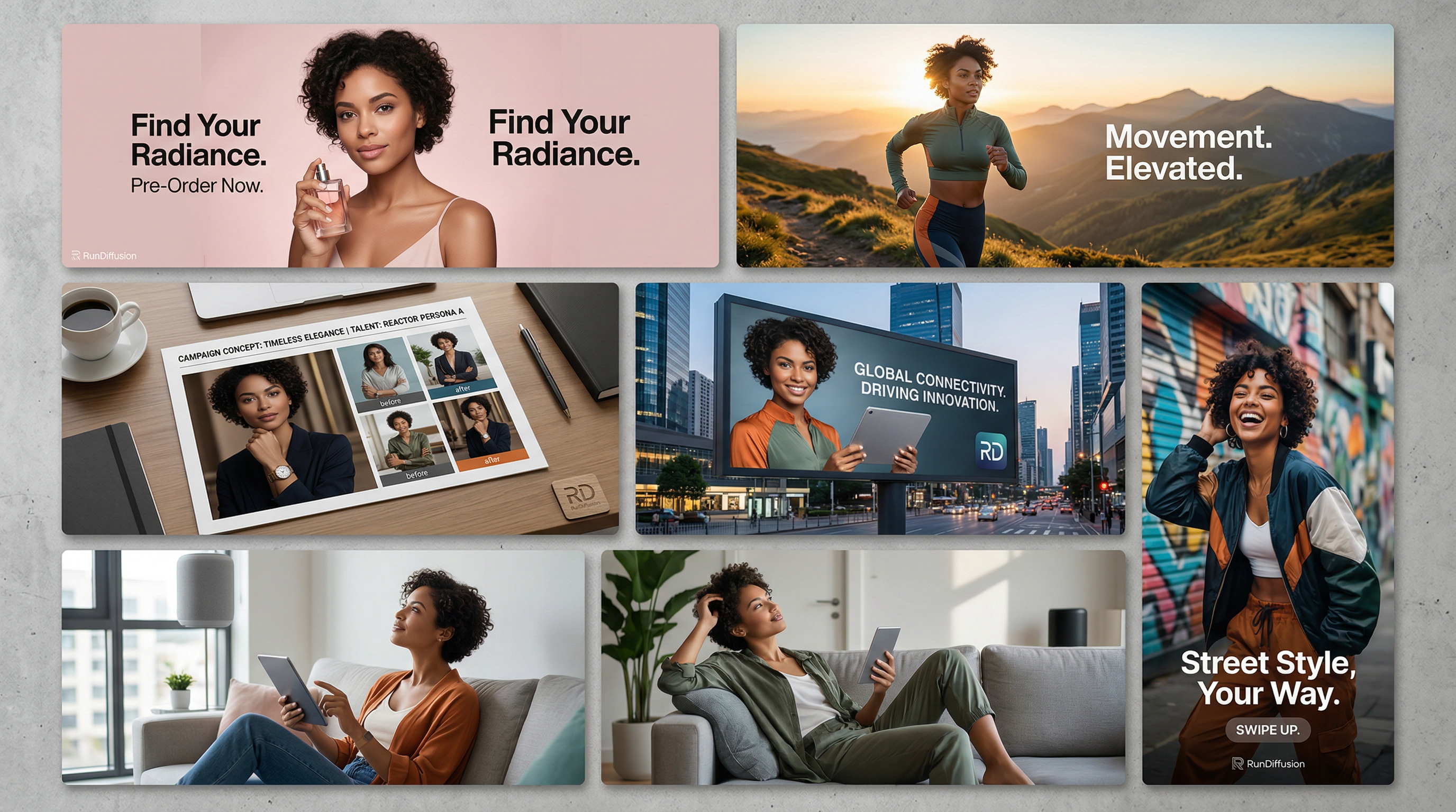 Professional advertising use cases for ReActor in ComfyUI across campaign mockups, social ads, and product lifestyle concepts