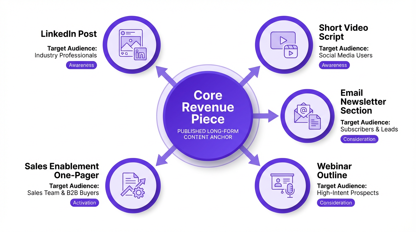 AI repurposing workflow to grow organic marketing revenue across channels