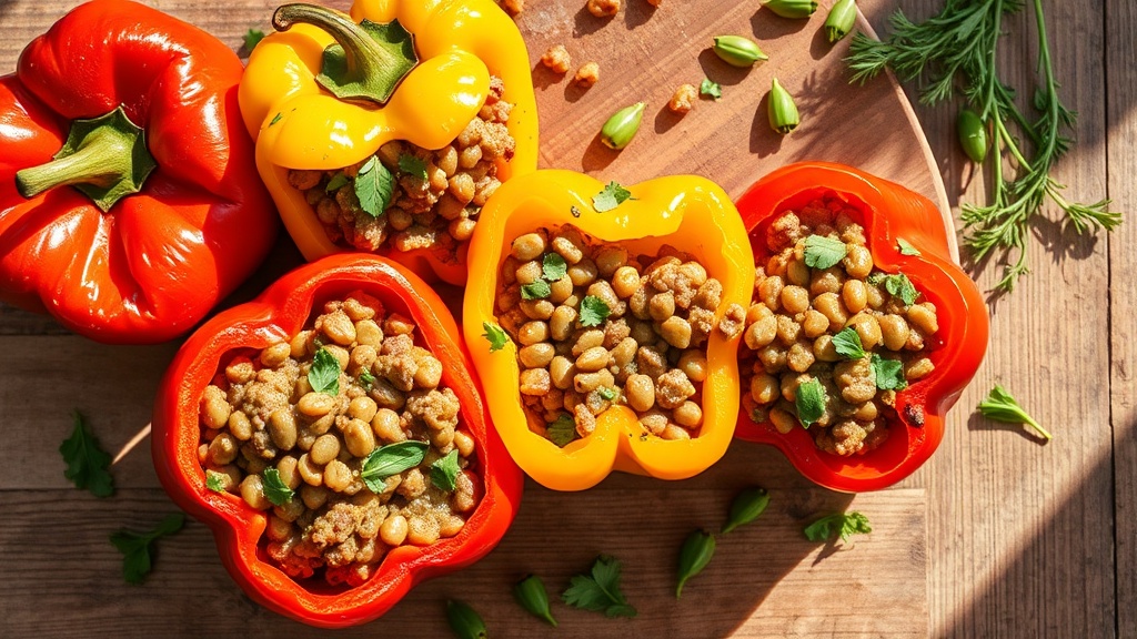 Quick Spring Lentil & Veg Stuffed Peppers – Fiber‑Rich Dinner