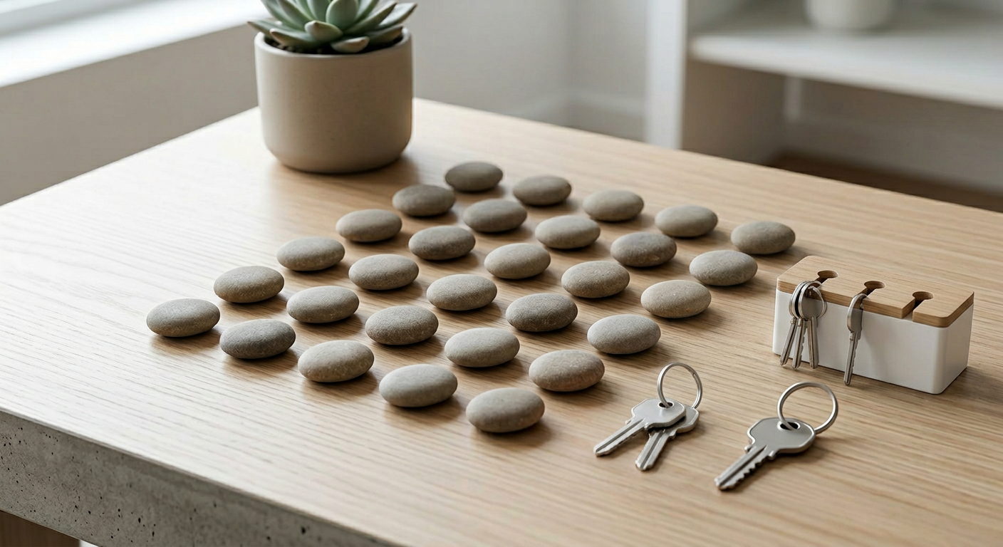 Clean, minimal photograph related to training your house manager: a 30-day onboarding plan in recovery housing. No people, no text.