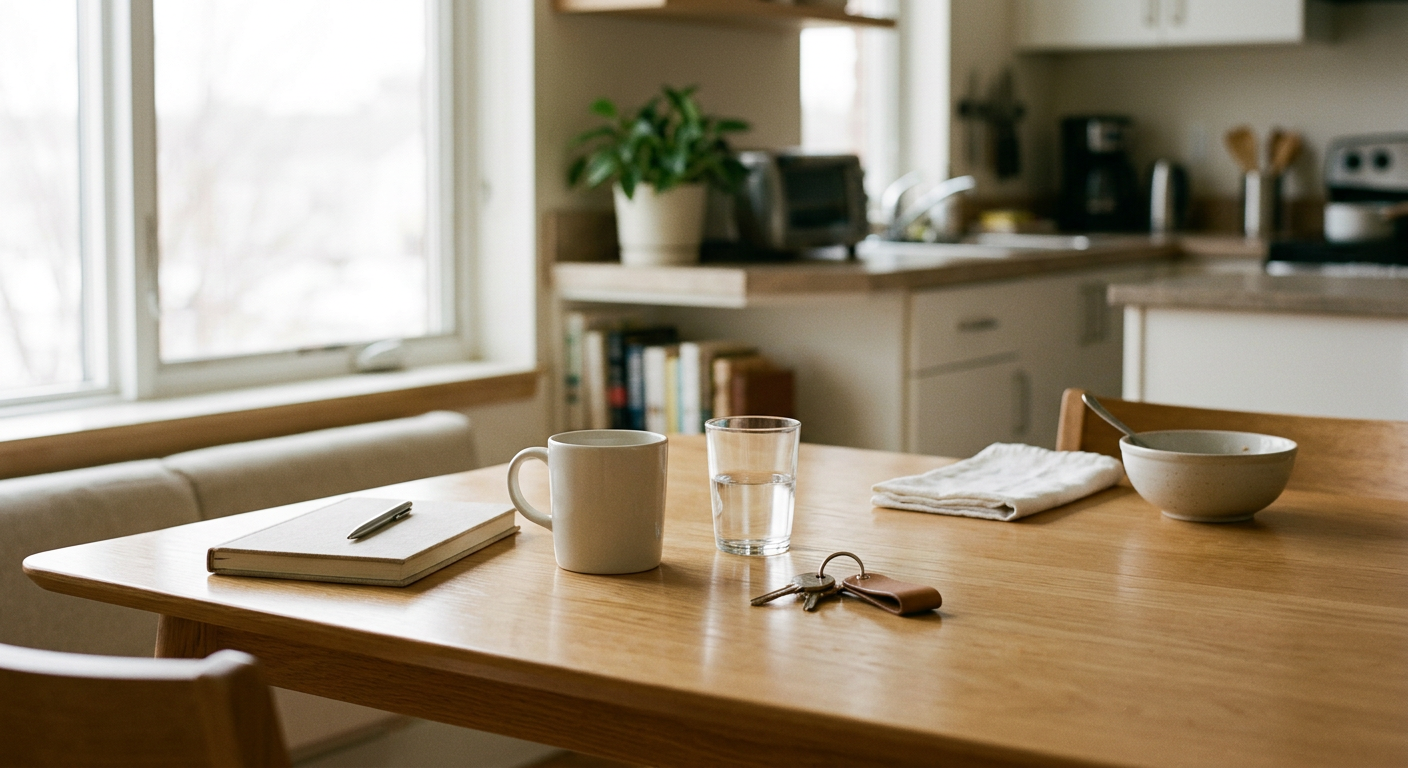 Clean, minimal photograph related to the complete guide to running a sober living home day-to-day in recovery housing. No people, no text.