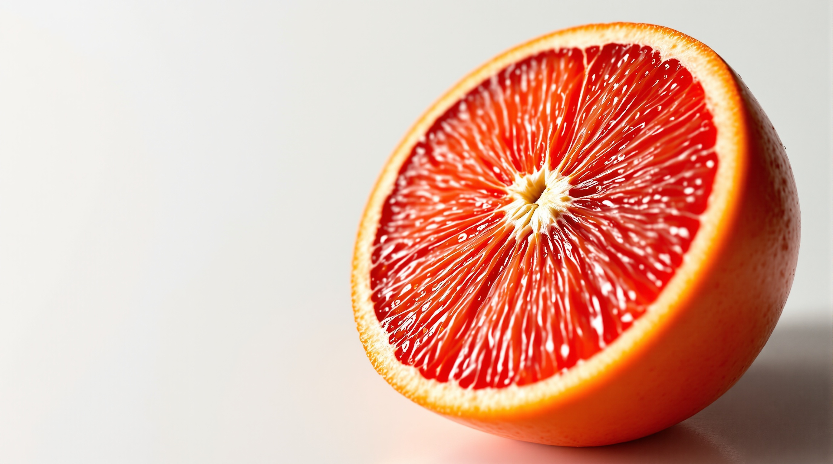 C3G 안토시아닌이 풍부한 모로 오렌지의 잘린 단면 접사 이미지