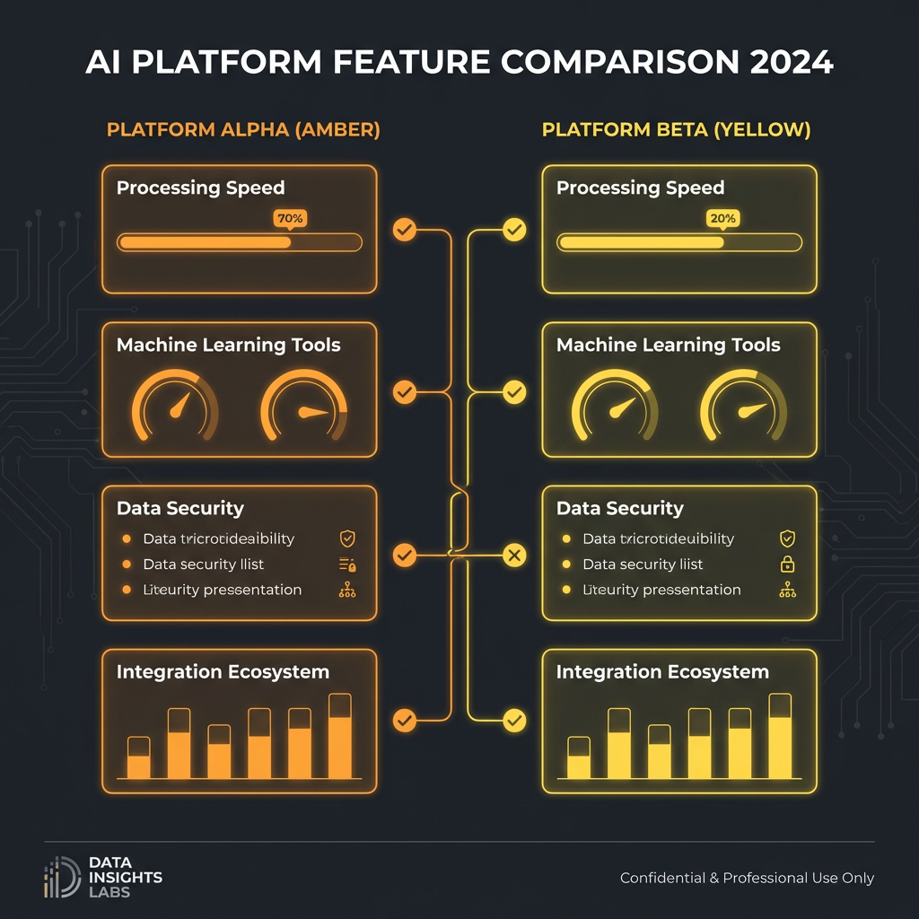 AI platform feature comparison infographic with LOVO AI alternative data