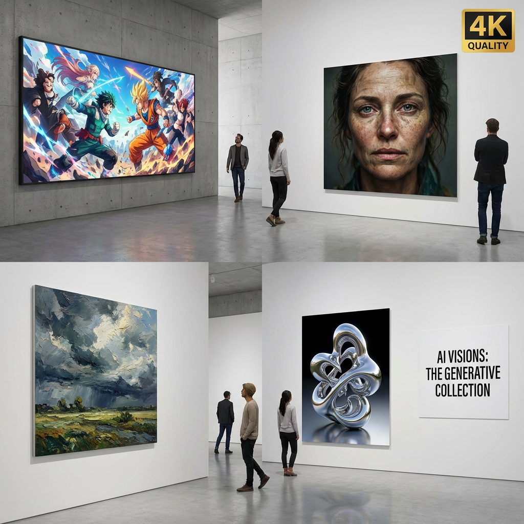Gallery of diverse AI artworks created with Nano Banana Pro vs LOVO AI