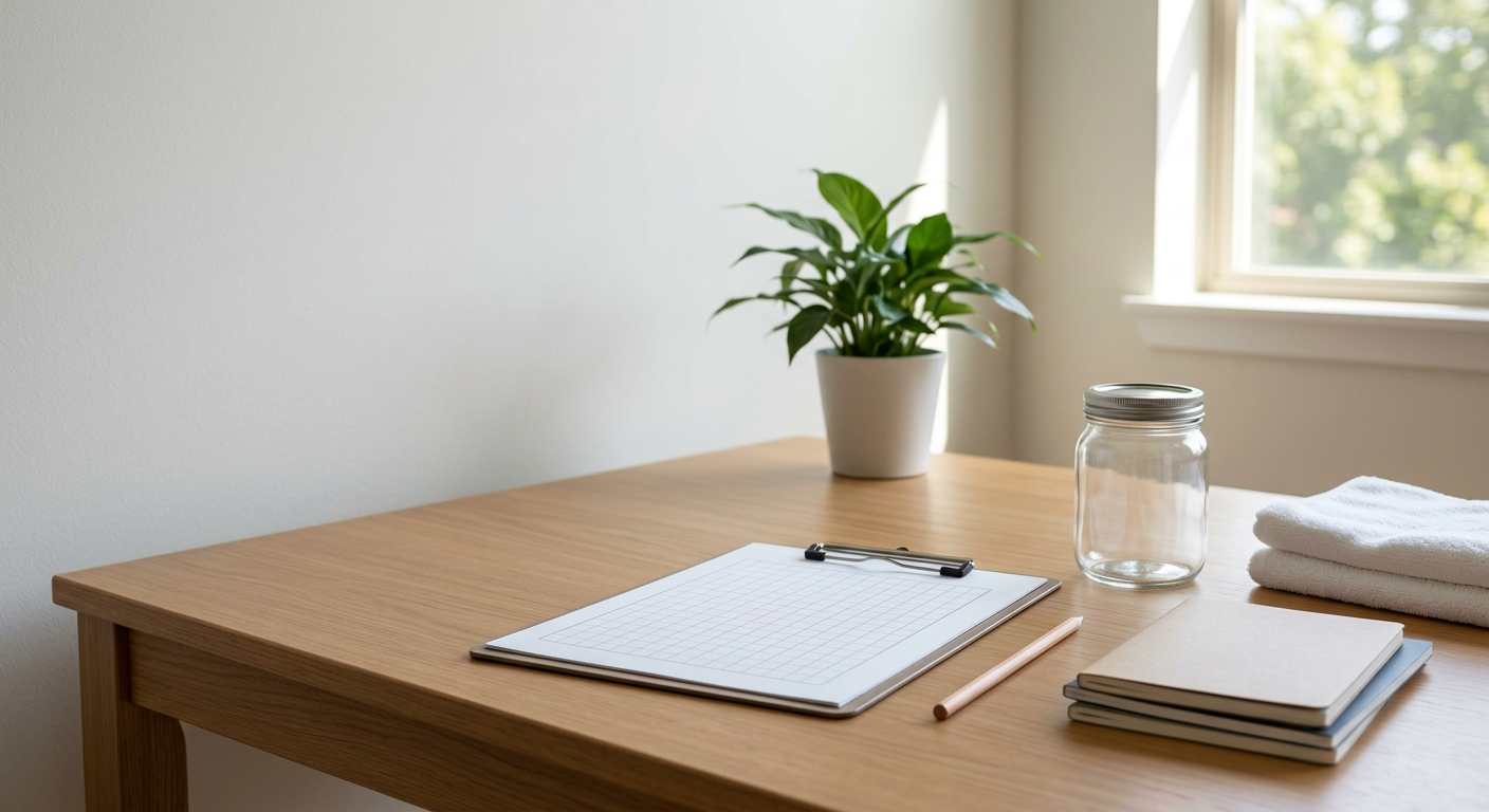 Clean, minimal photograph related to how to handle a health department inspection in recovery housing. No people, no text.