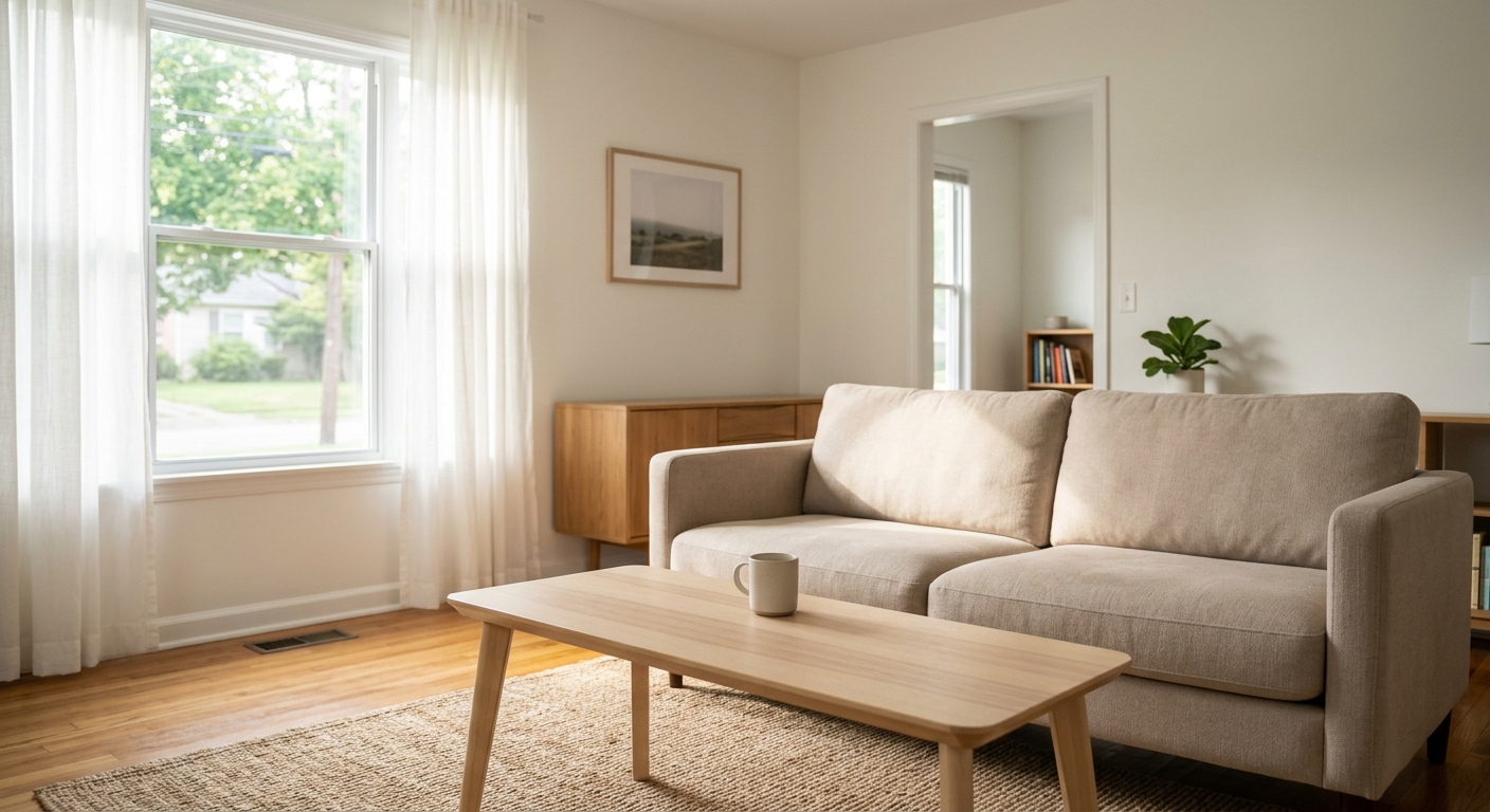 Clean, minimal photograph related to what is a level 1 vs level 4 sober living home? in recovery housing. No people, no text.