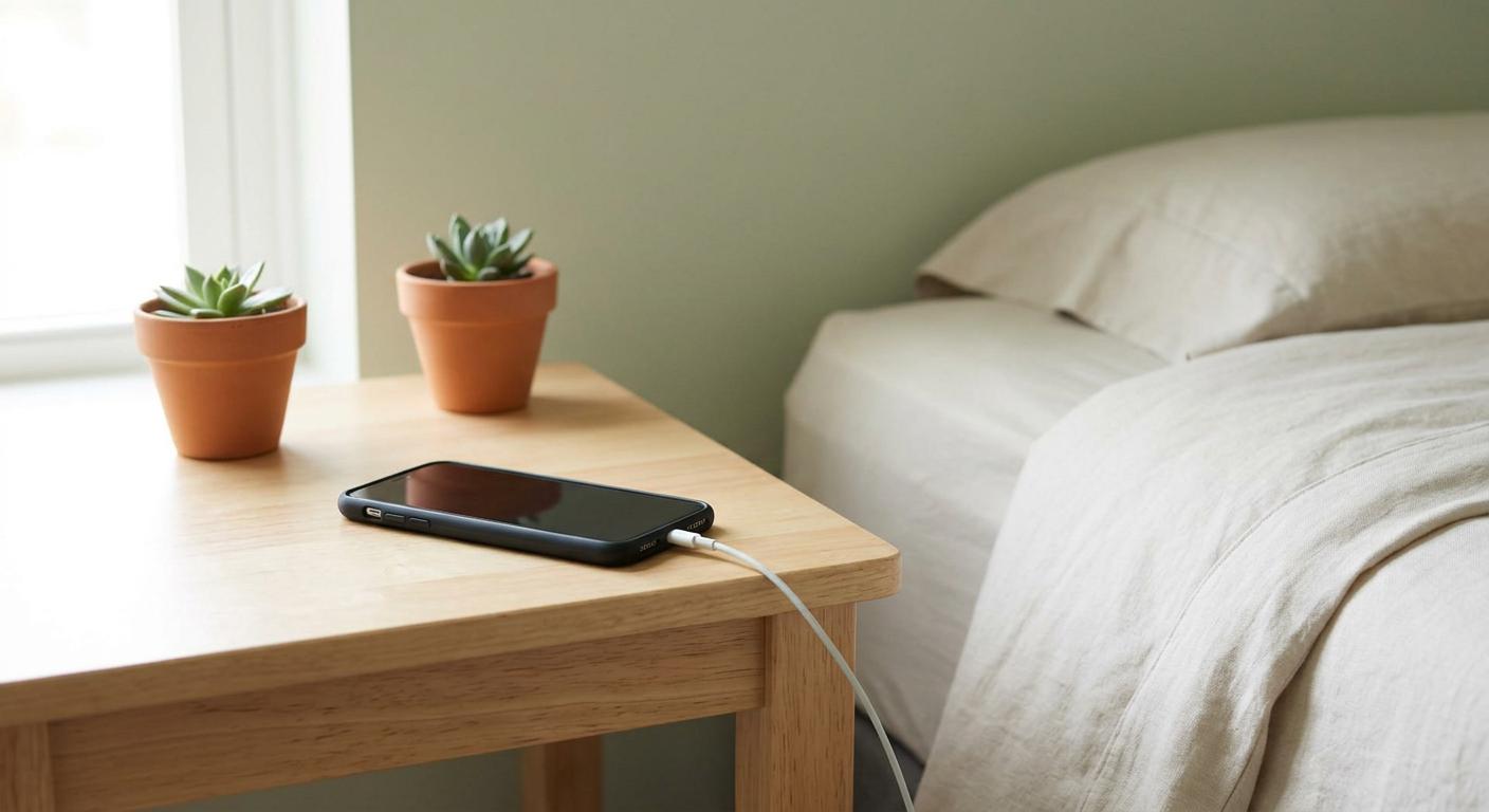 Clean, minimal photograph related to can you bring your phone to sober living? in recovery housing. No people, no text.