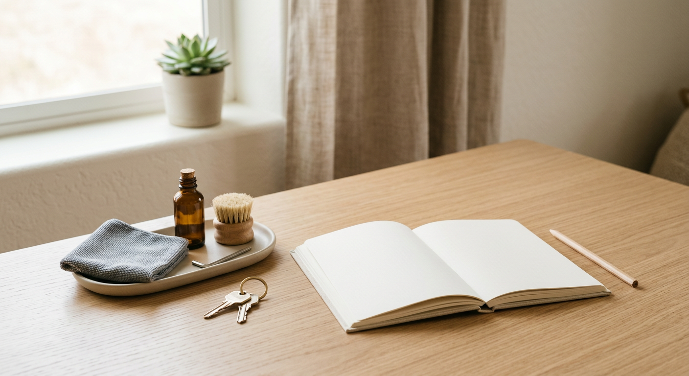 Clean, minimal photograph related to how to create a maintenance schedule for your sober living home in recovery housing. No people, no text.