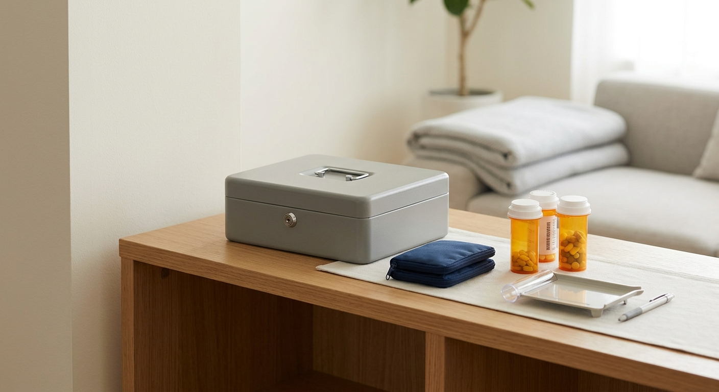 Clean, minimal photograph related to handling medication in sober living: mat policies and legal obligations in recovery housing. No people, no text.