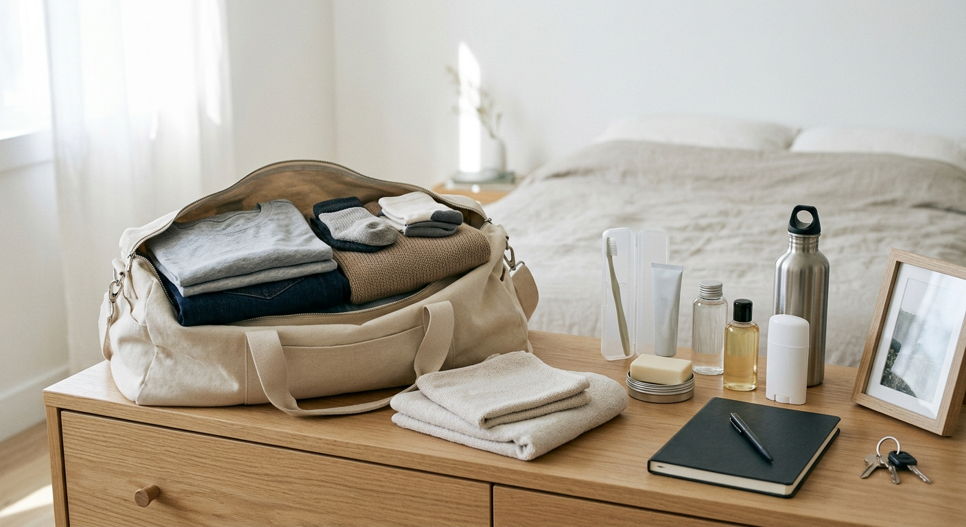 Clean, minimal photograph related to what to pack for sober living: the complete checklist in recovery housing. No people, no text.