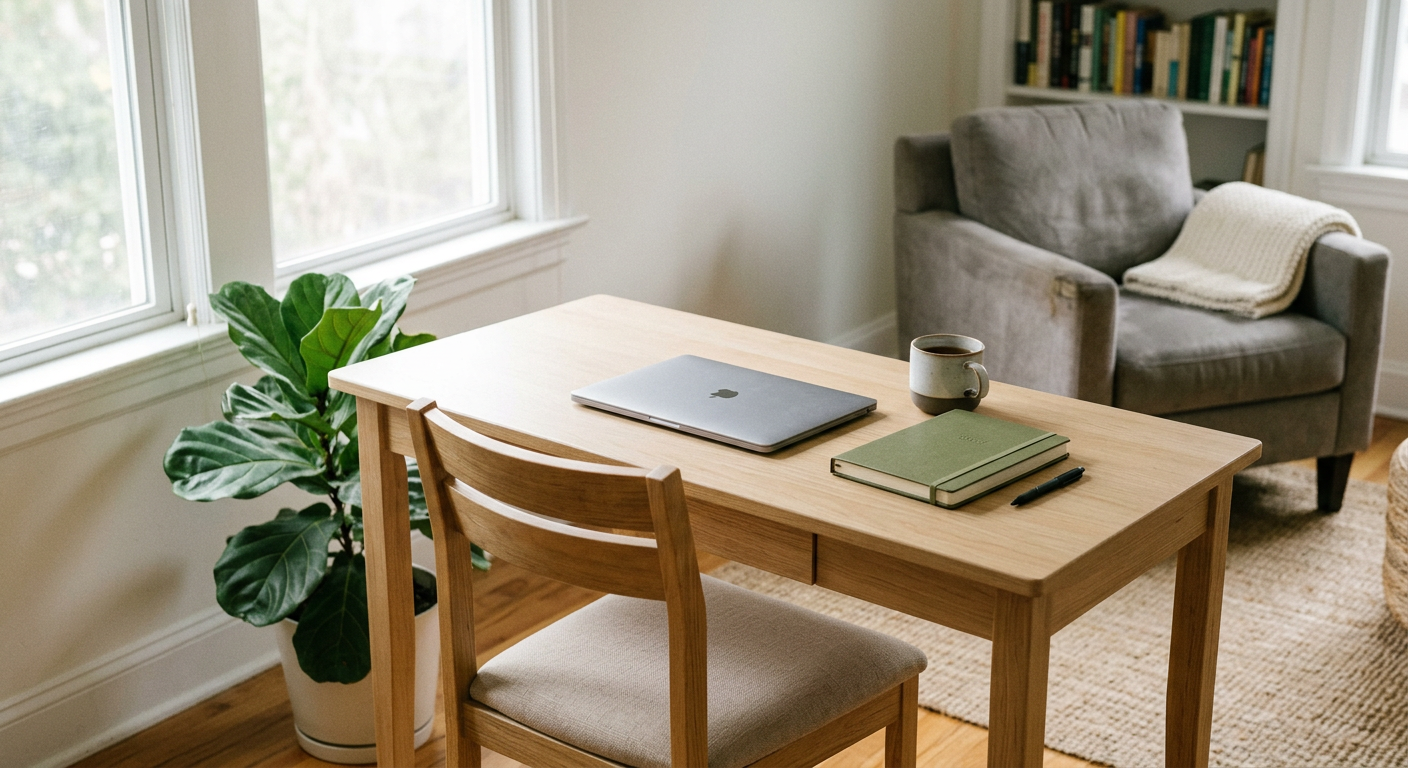 Clean, minimal photograph related to can you work while living in a sober living home? in recovery housing. No people, no text.