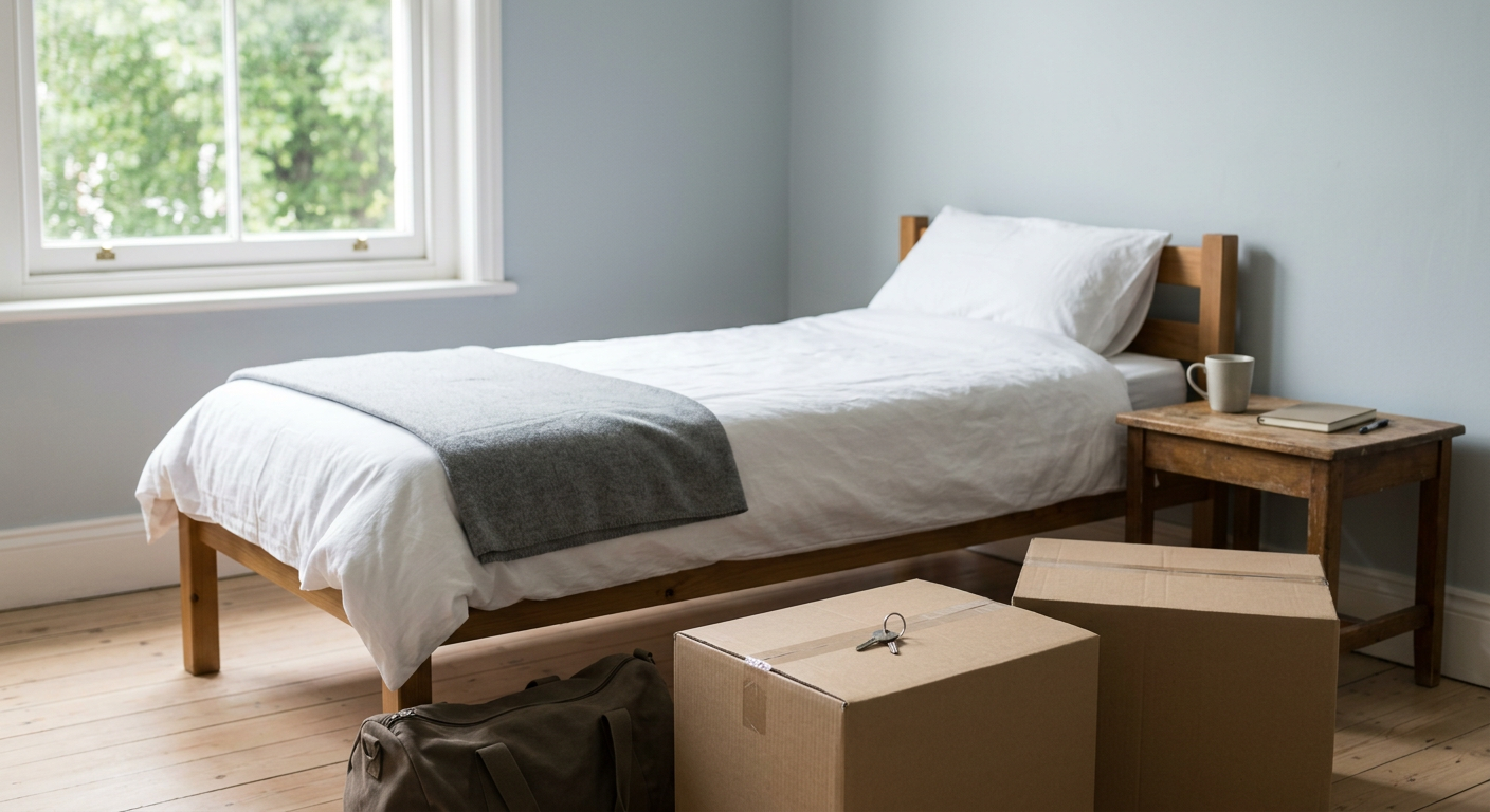 Clean, minimal photograph related to sober living eviction laws: what operators can and cannot do in recovery housing. No people, no text.