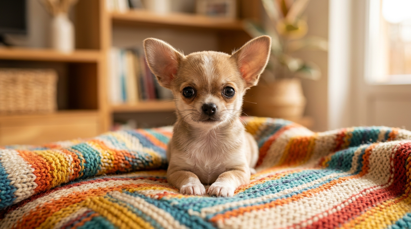 Cute Chihuahua puppy portrait, small breed dog