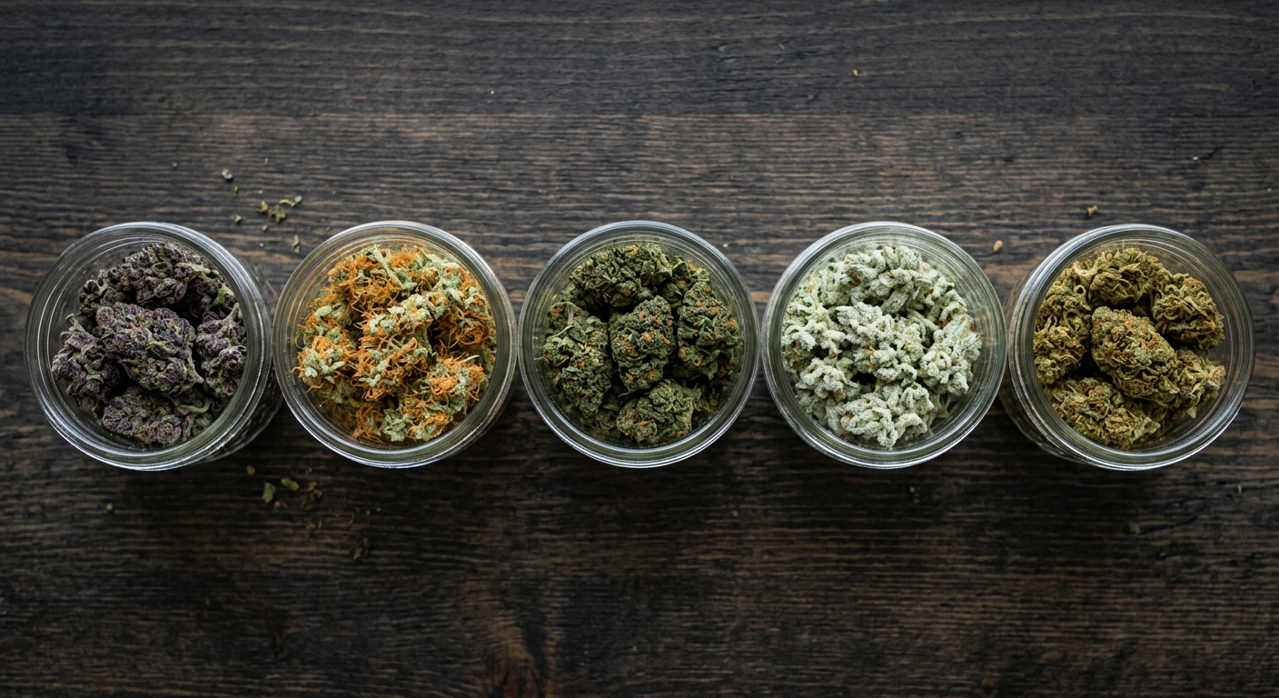 Terpene profile diversity is visible even to the naked eye — color, aroma, and structure all signal different chemical compositions and entourage potentials.