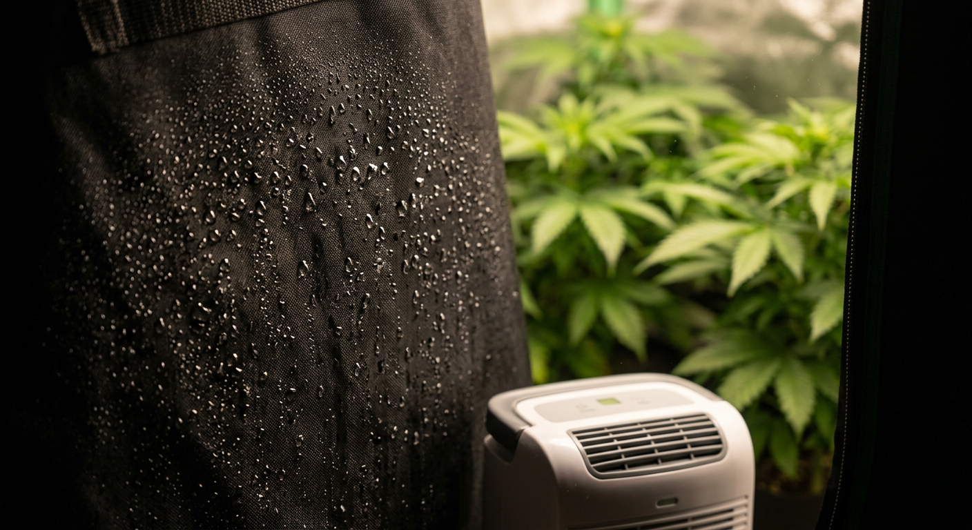 Condensation on tent walls — a clear sign RH is too high for current temperatures