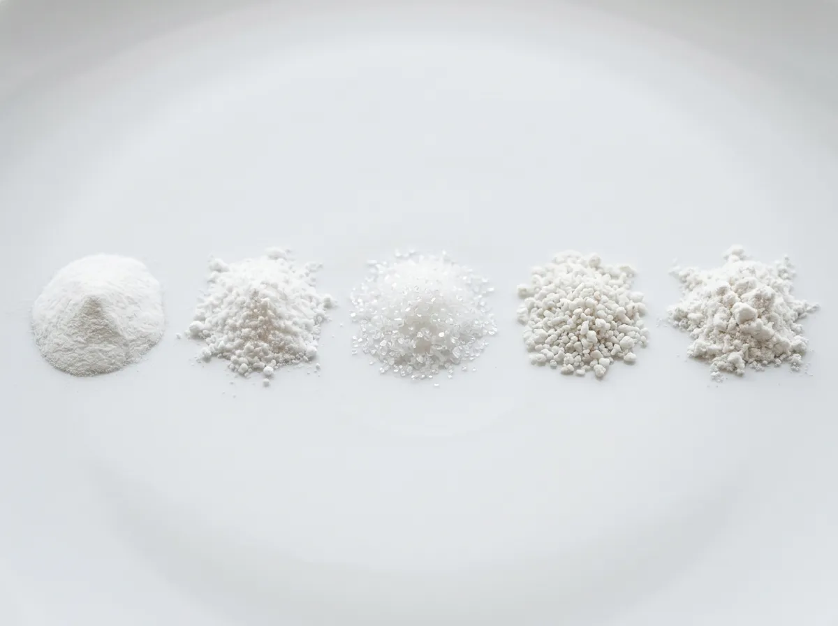 detailed editorial shot of white powdered forms of creatine