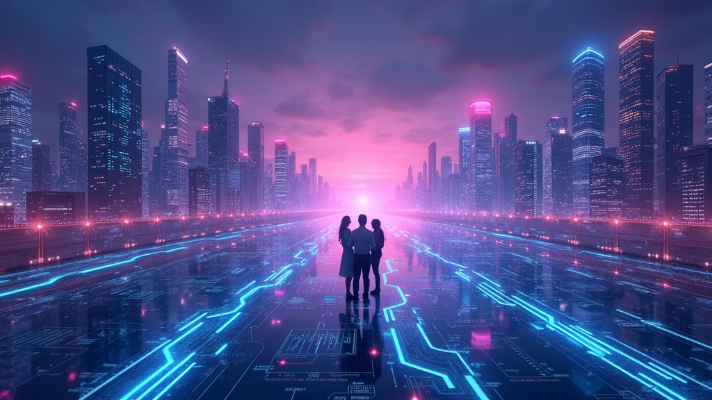 Ilustración conceptual de inteligencia artificial y datos financieros