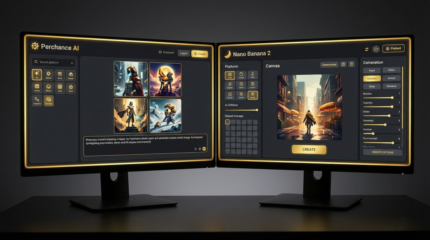 Side by side AI platform comparison between Nano Banana 2 and Perchance AI