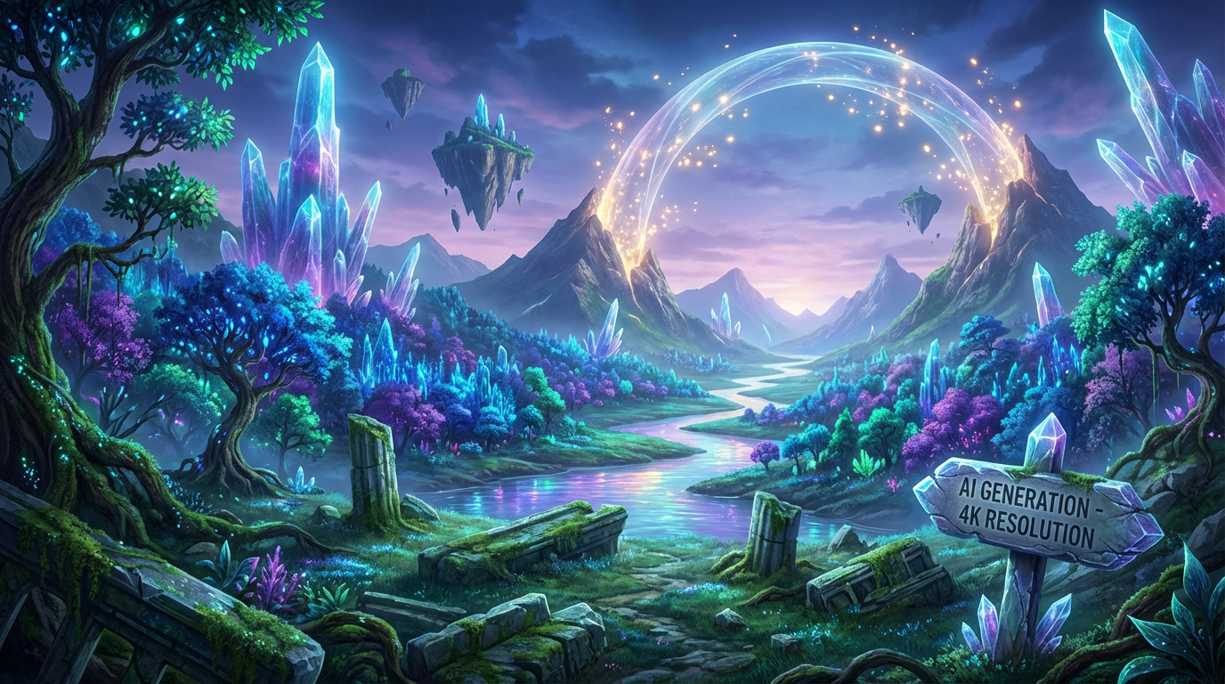 Stunning photorealistic AI-generated fantasy landscape showcasing 4K image quality