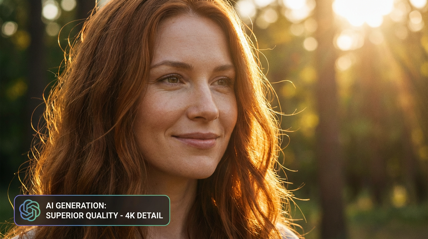 Beautiful AI-generated portrait demonstrating photorealistic quality vs Perchance AI