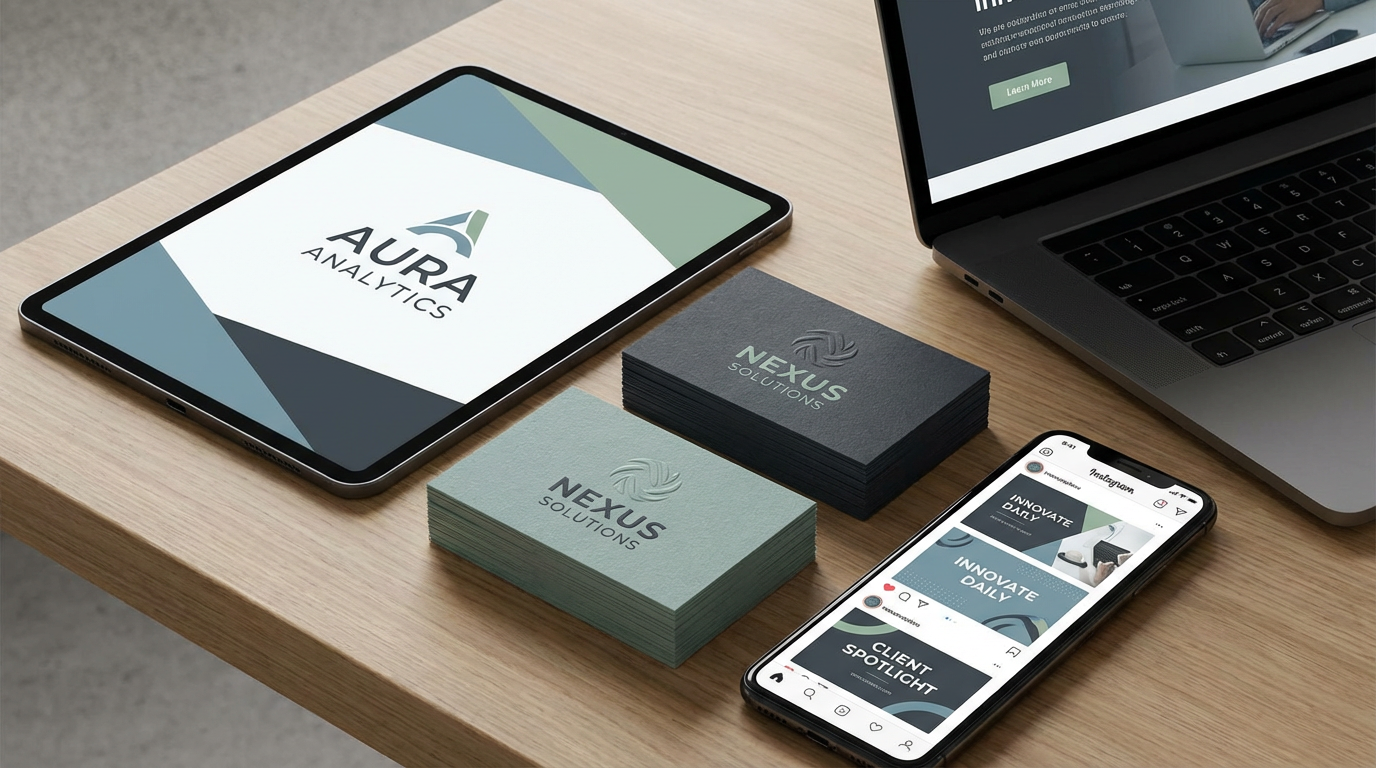 Professional marketing materials and social media graphics generated by AI