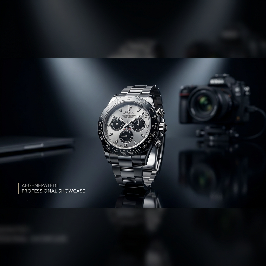 AI-generated professional product showcase with dramatic studio lighting